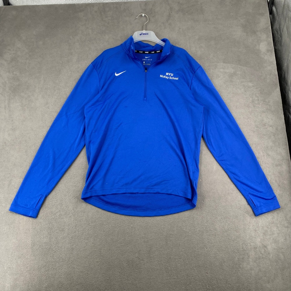 Nike Dri-FIT BYU McKay School Royal Blue Quarter Zip Pullover Mens Medium